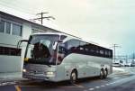 Berner Oberland EvoBus, Kloten ZH 708'471 Mercedes am 10. Januar 2010 Frutigen, Bahnhof (im Einsatz f�r die AFA am Ski-Weltcup von Adelboden)