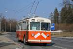 Extrafahrten BW/FFA/MFO Typ 51 von R�trobus(ex. VBZ; ex CGTE, ex TL Nr 591) auf der Strecke zwischen Le Chalet-�-Gobet und Epalignes. (14.3.2010)