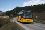 Kt. Graubunden PU Fontana, Ilanz, Nr. 21 (GR 105'479, Neoplan 312�, 2004) am 20.3.2010 bei Rueun. Der Wagen wurde 2004 von PU Spescha, Andiast, beschafft und im Dezember 2009 zusammen mit der Linie Ilanz - Andiast an PU Fontana �bergeben. Wie das Bild zeigt wird er weiterhin auf seiner Stammstrecke eingesetzt. 