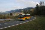 Postauto F�r stark frequentierte Sch�lerkurse ist in Menzingen der NAW/Hess ZH 567'677 ex PU Stutz stationiert. Aufnahme am 22.3.2010 bei Finstersee. 