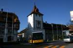 Postauto PU Sidler, Sempach, LU 15'127 (MB Citaro �, 2008) am 24.3.2008 vor dem historischen St�dtchen Sempach. 