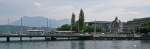 Die Seebr�cke �berquert den Seeabfluss, wo die Reuss beginnt direkt ...