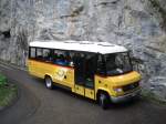 Postauto MB Vario 815D BE 90275 bei Talfahrt von der Griesalp runter ins Kiental. Aufgenommen am 29.05.2010 anl�sslich des Jubil�ums '80 Jahre Postautolinie Griesalp'