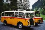 Berner Oberland 80 Jahre Postautostrecke auf die Griesalp: Schmid, Th�rishaus BE 26'760 Saurer/Gangloff (ex Geiger, Adelboden Nr. 3) am 29. Mai 2010 Kiental, Tschingel