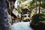 Postauto 80 Jahre Postautostrecke auf die Griesalp: PostAuto Bern BE 92'064 Mercedes/Kusters (ex Portenier, Adelboden Nr. 5) am 29. Mai 2010 in der Griesschlucht
