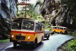 Berner Oberland 80 Jahre Postautostrecke auf die Griesalp: Schmid, Th�rishaus BE 26'105 Saurer/R&J (ex Geiger, Adelboden Nr. 9) am 29. Mai 2010 in der Griesschlucht