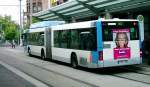 MAN Niederflurbus 2. Generation Wagen 323 der Saarbahn AG als Linie 102 am 07.09.07 am Hauptbahnhof in Saarbr�cken. Fahrzeug tr�gt nur Heckwerbung
