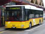 Postauto MAN / JU 1937 - Post Regiobus nach Tramelan bei der Haltestelle vor dem Bahnhof in Saignelegier am 07.09.2007