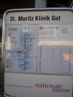 Kt. Graubunden Linienfahrplan der Engadinbus auf genommen, wie man unschwer erkennen kann, in St. Moritz am 23.02.2008