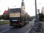 berliner-verkehrsbetriebe-bvg Ein Bus der Berliner Verkehrs Gesellschaft mit KaDeWe Werbung am 'Alex'.