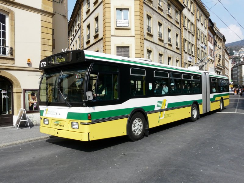 TN - FBW-Hess Trolleybus Nr.172 unterwegs auf der Linie 1 in der Stadt Neuchtel am 04.04.2009