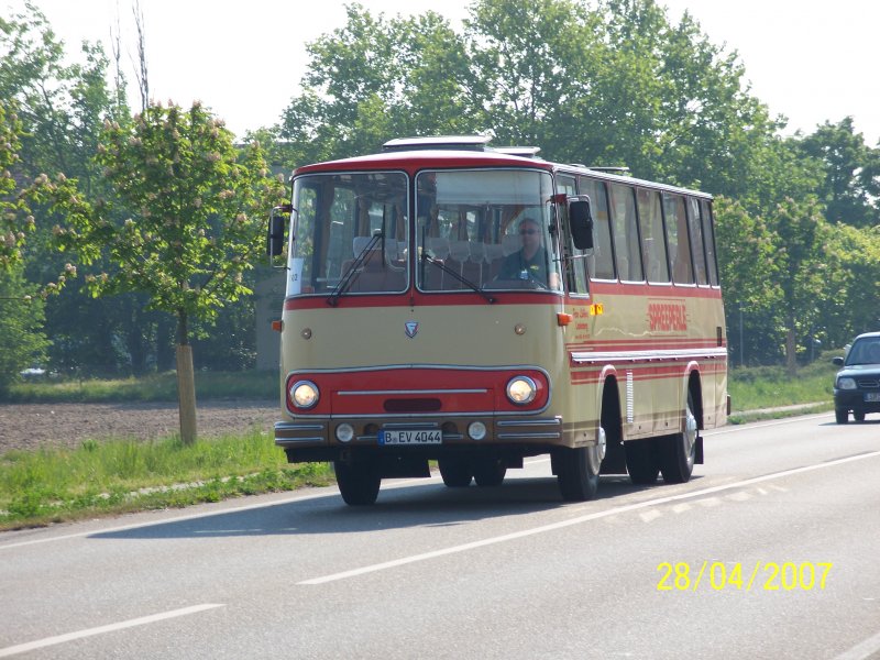 Unbekannter Oldtimerbus kurz nach Neuluheim. Der Bus nahm an der Ausfahrt des Busoldtimertreffs von Sinsheim nach Speyer und anschlieend wieder nach Sinsheim teil. Organisiert wurde das treffen von den Technik Museen Sinsheim und Speyer.