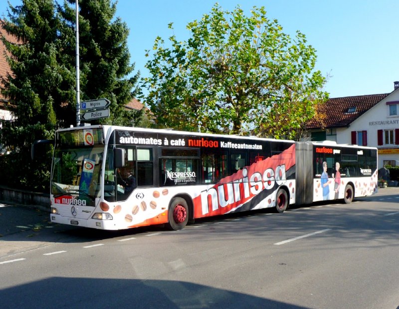 VB Biel - Mercedes Citaro Gelenkbus Nr.148  BE  572148 mit Werbung eingeteilt auf der Linie 74 unterwegs in Brgg am 15.11.2008