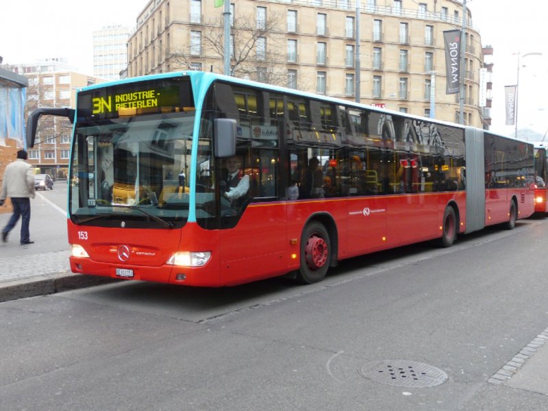 VB Biel - Mercedes Citaro Gelenkbus Nr.153 BE 653153 eingeteilt auf der Linie 3N unterwegs in Biel am 29.11.2008