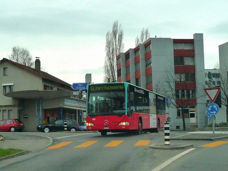 VB Biel - Mercedes Citaro Nr.128 unterwegs auf der Linie 8 in Nidau am 26.03.2009