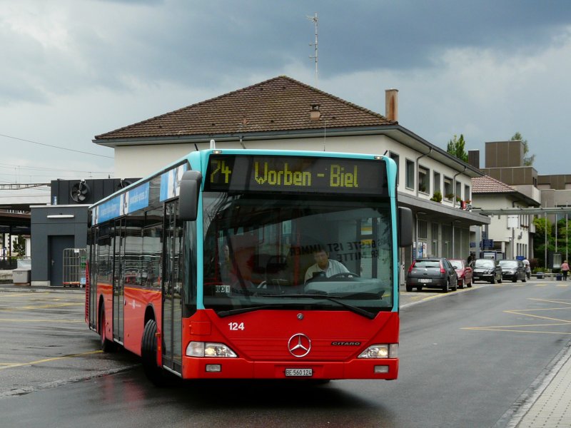 VB - Mercedes Citaro Nr.124 BE 560124 unterwegs auf der Linie 74 in Lyss am 20.07.2008