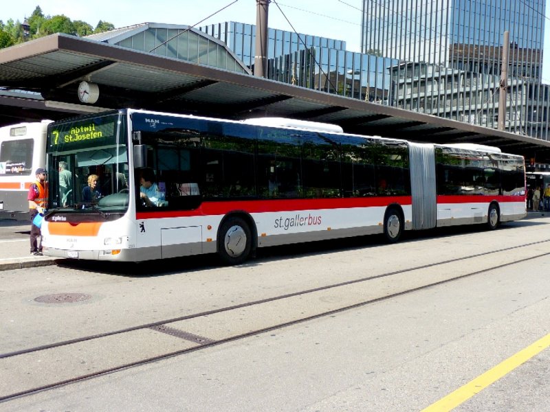 VB St.Gallen - MAN Lion`s City Gelenkbus Nr.280 SG 198280 eingeteilt auf der Linie 7 am 03.09.2008