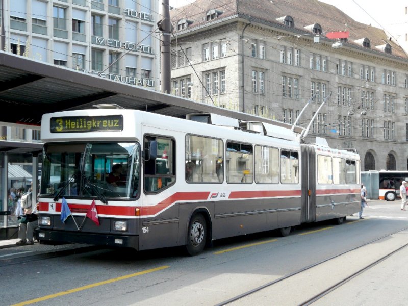 VB St.Gallen - NAW-Hess Gelenktrolleybus Nr.154 eingeteilt auf der Linie 3 am 28.06.2008