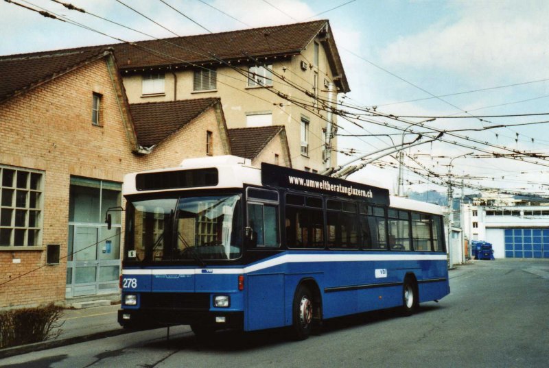 VBL Luzern Nr. 278 NAW/R&J-Hess Trolleybus am 7. Mrz 2009 Luzern, Depot