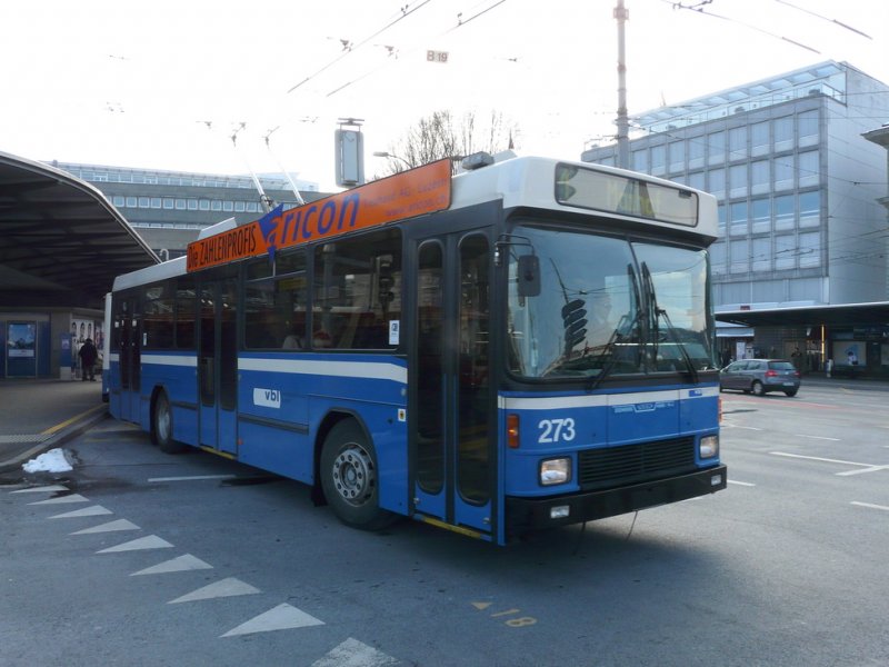 VBL - NAW-Hess Trolleybus Nr.273 unterwegs auf der Linie 1 in Luzern am 15.02.2009