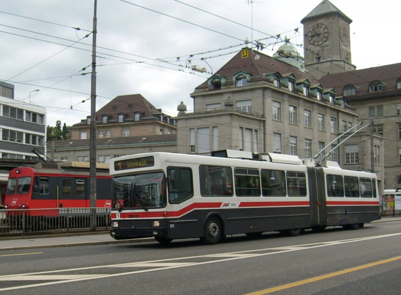 VBSG - NAW / Hess Gelenktrolleybus 151 zwischen Hauptbahnhof und St. Leonhardstrasse am 10.6.2009