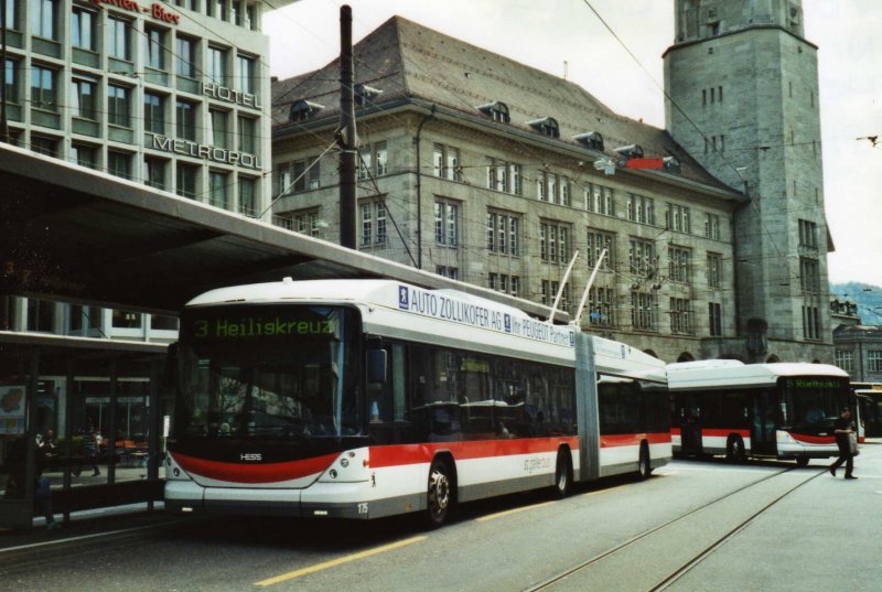 VBSG St. Gallen Nr. 175 Hess/Hess Gelenktrolleybus am 22. April 2009 St. Gallen, Bahnhof