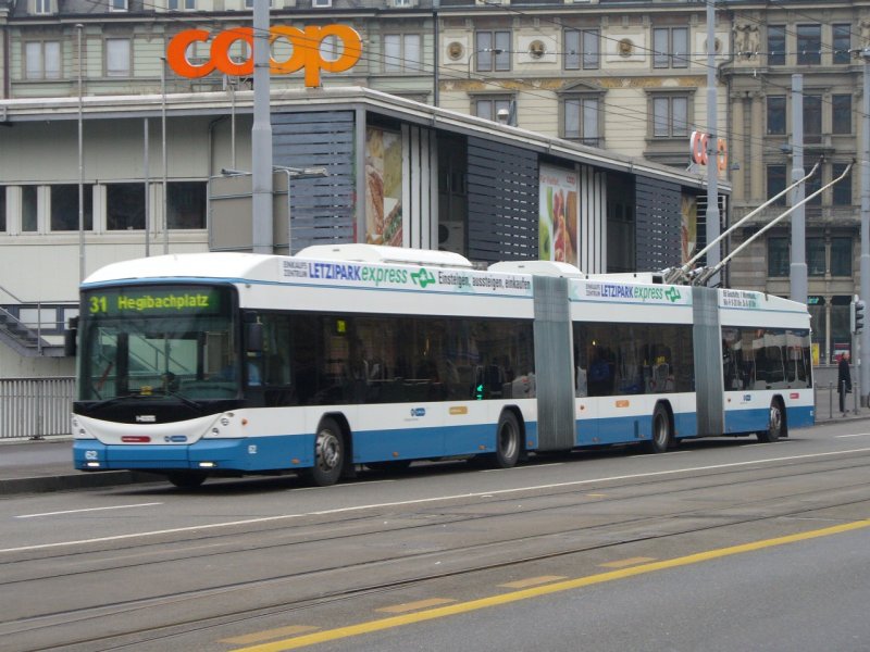 VBZ - HESS - Doppelgelenk Trolleybus Nr.62 unterwegs auf der Linie 31 zum Hegibachplatz am 01.01.2008