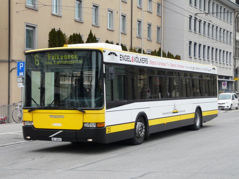 Verkehrsbetiebe Schaffhausen - Volvo-Hess Bus Nr.25  SH 38025 unterwegs auf der Linie 6 in Schaffhausen am 20.02.2009