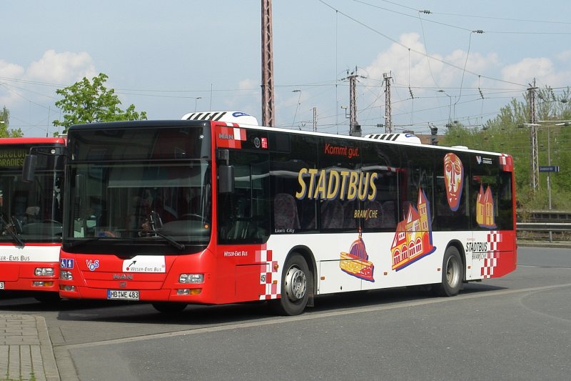 Wagen 451 (HB WE 483) mit Werbung fr den Stadtbus Bramsche.
27.6.2009