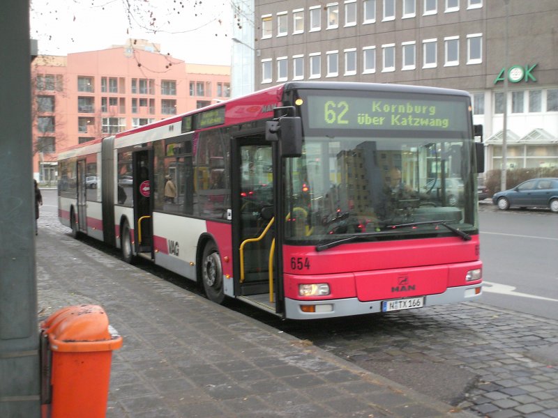Wagen 654 in Rthenbach auf Linie 62,28.12.07