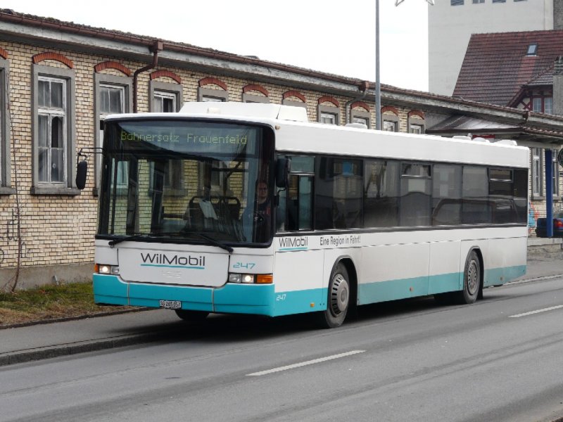 WilMobil - Volvo - Hess B10L Bus Nr.247 SG 265057 im Bahnersatz fr die Frauenfeld Wil Bahn hier in Mnchwilen am 04.01.2008
