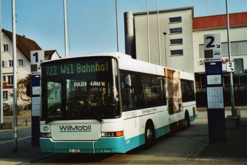 WilMobil, Wil Nr. 231/SG 3309 Volvo/Hess (ex BOS Wil Nr. 19) am 18. Mrz 2009 Wil, Bahnhof