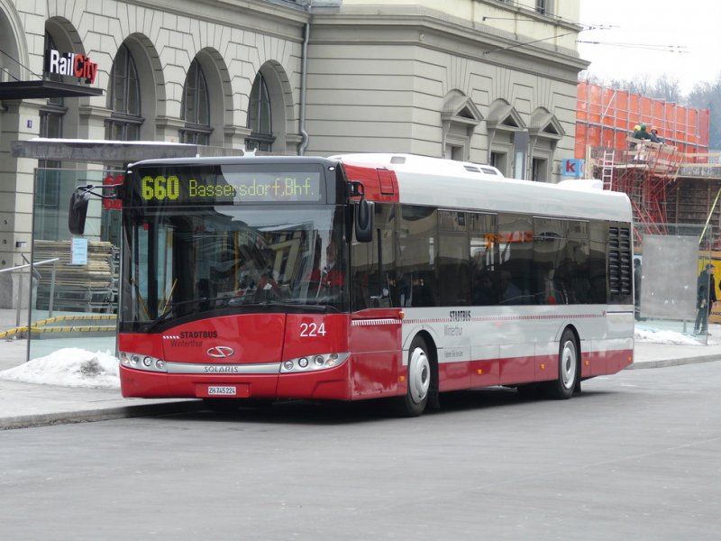 Winterthur - Solaris Bus Nr.224  ZH 724224 unterwegs auf der Linie 660 am 20.02.2009