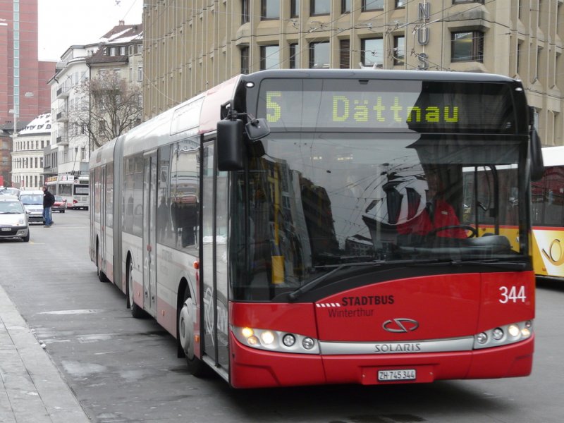 Winterthur - Solaris Bus Nr.344 ZH 745344 unterwegs auf der Linie 5 am 20.02.2009