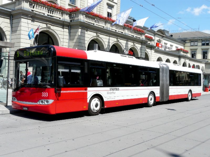 Winterthur - Solaris Gelenkbus Nr.333 ZH 719333 eingeteilt auf der Linie 5 am 28.06.2008