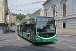 Mercedes Citaro 7041, auf der Tramersatzlinie 3, fhrt am 10.06.2025 zur provisorischen Endstation im Steinenberg.