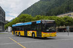 MAN Lions City der Post, auf der Linie 60, f�hrt am 29.07.2025 zur Endstation beim Bahnhof Interlaken Ost.