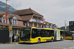 Mercedes Citaro 711 der STI, auf der Linie 21, wartet am 27.06.2025 an der Endstation beim Bahnhof Interlaken Ost.
