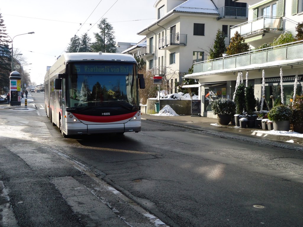 3.1.11: Hess-Swisstrolley BGT-N2C unterwegs auf der Linie 5 kurz vor der Haltestelle Sonne (und Wildpark Peter&Paul).