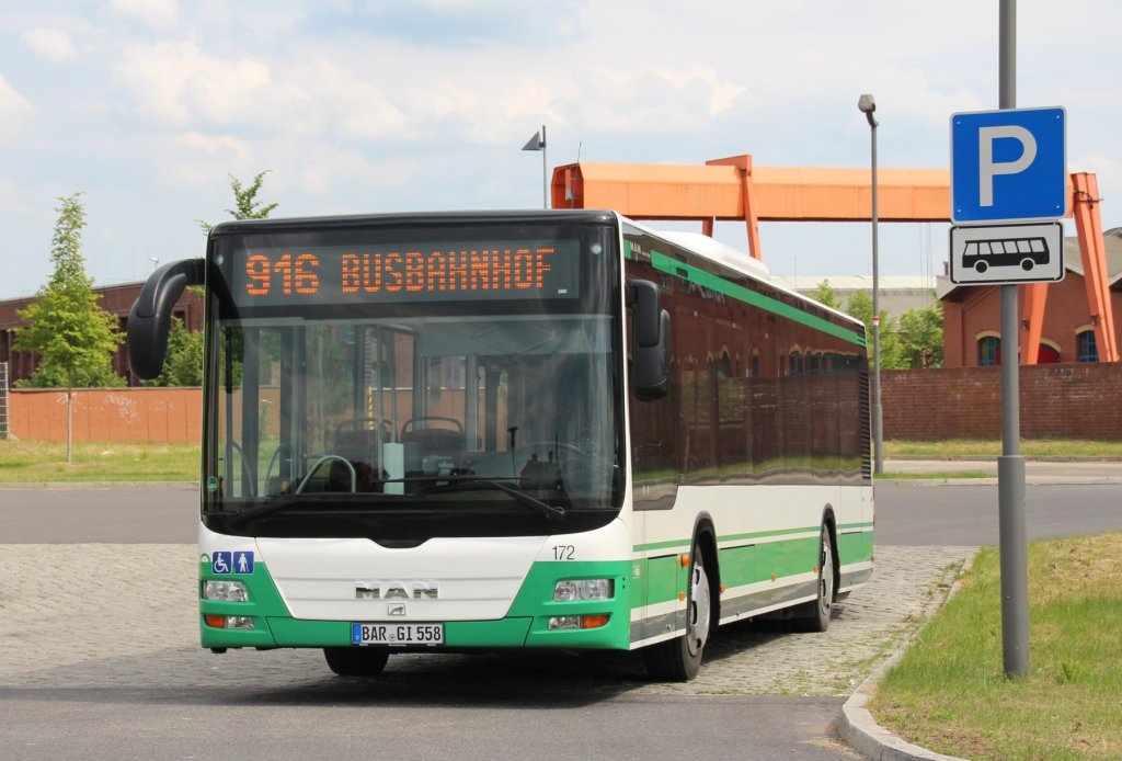 8.6.2013 Eberswalde Busbahnhof. MAN Niederflurbus