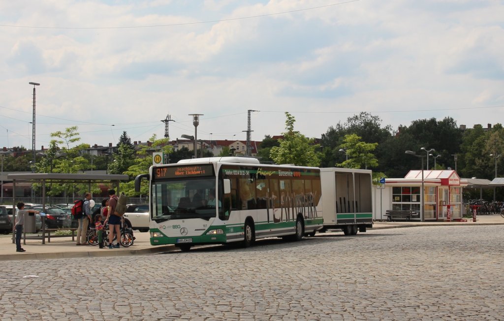 8.6.2013 Eberswalde Busbahnhof. Mercedes Citaro mit Fahrradanhänger