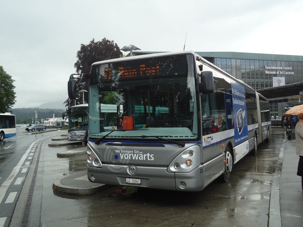 AAGR Rothenburg - Nr. 33/LU 15047 - Irisbus am 11. Juni 2012 beim Bahnhof Luzern