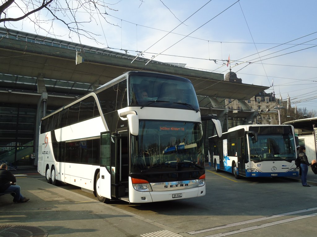 AAGU Altdorf (Tellbus) - UR 9142 - Setra am 11. Mrz 2011 beim Bahnhof Luzern