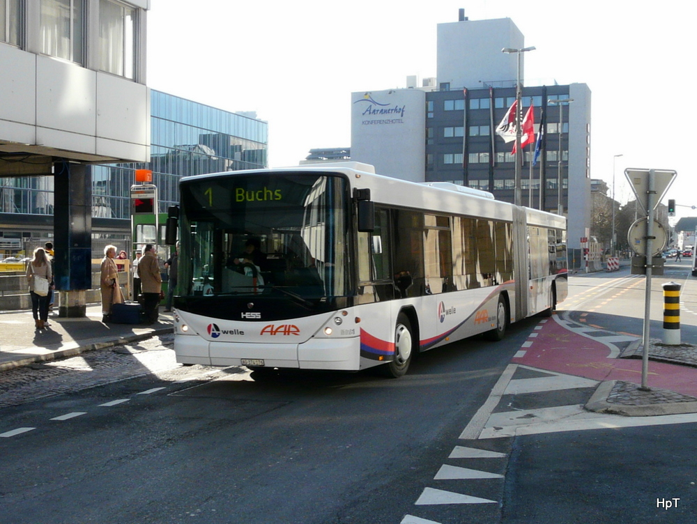 AAR - Scania-Hess Nr.176 AG 435176 bei der Bushaltestelle vor dem Bahnhof Aarau am 05.02.2011

