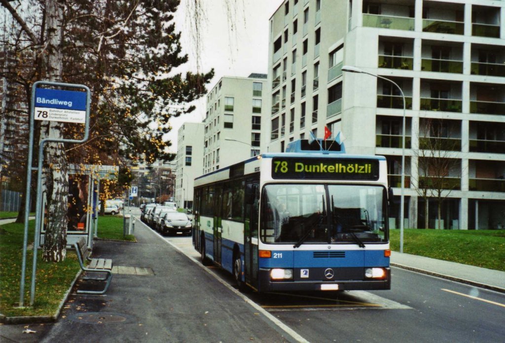 Abschiedsfahrt: VBZ Zrich Nr. 211/ZH 588'211 Mercedes O 405N am 13. Dezember 2009 Zrich, Bndliweg