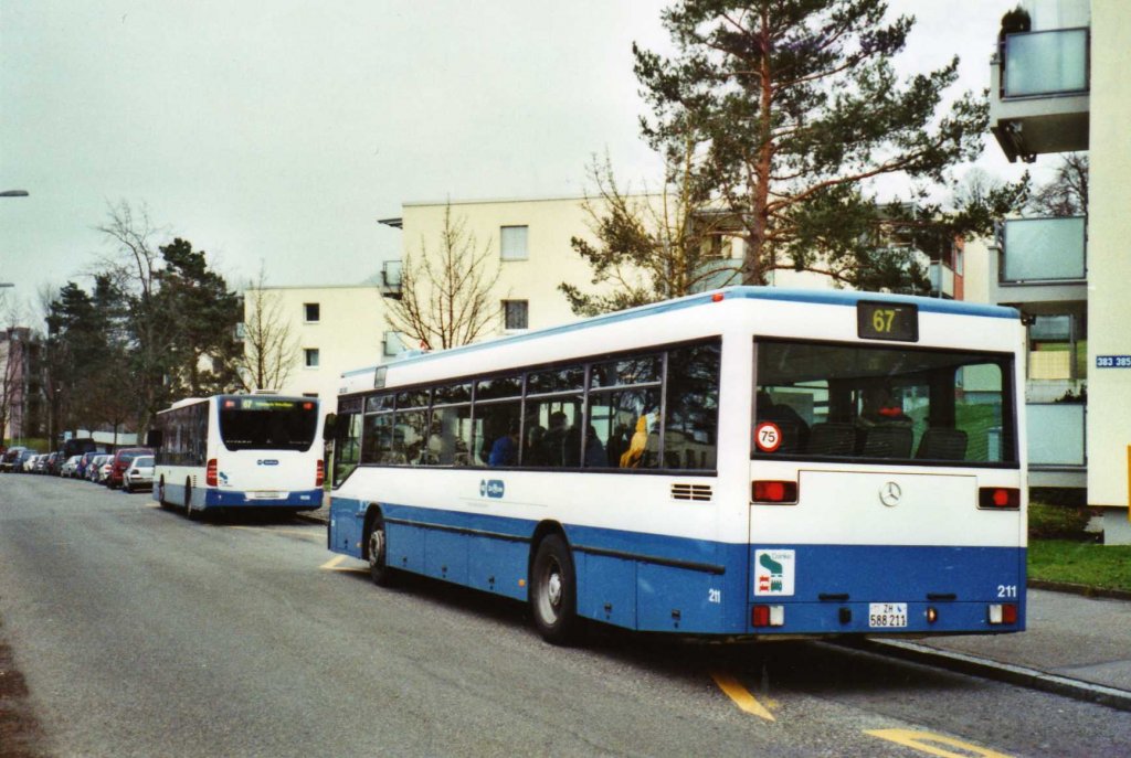 Abschiedsfahrt: VBZ Zrich Nr. 211/ZH 588'211 Mercedes O 405N am 13. Dezember 2009 Zrich, Dunkelhlzli