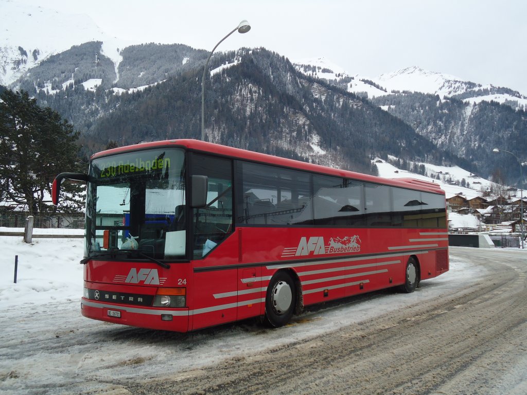 AFA Adelboden - Nr. 24/BE 26'701 - Setra (ex Nr. 11) am 7. Januar 2012 beim Bahnhof Frutigen