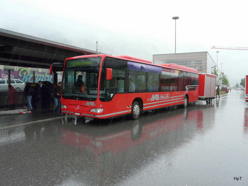 AFA - Mercedes Citaro  Nr.27  BE 26773 bei der Ersatzhaltestelle auf der anderen Seite des Bahnhof Frutigen anlsslich der BLS 100 Jahr Feier in Frutigen am 29.06.2013