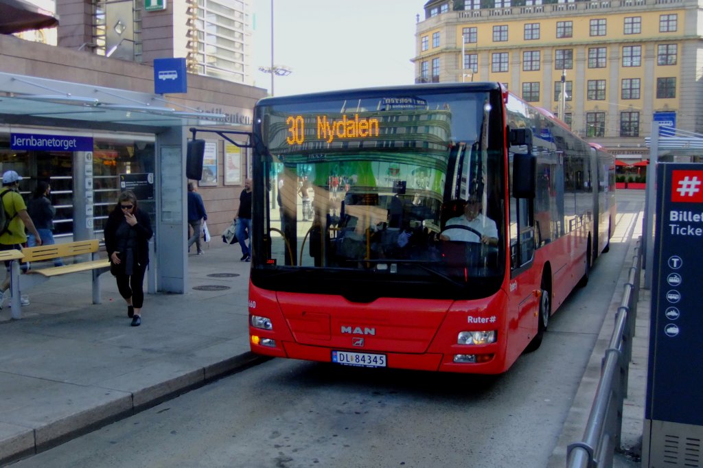 Am Hauptbahnhof sind dagegen in erster Linie Gelenkbusse zu sehen, zum Beispiel der A23 Nr. 460 am 4.7.2010 auf der Linie 30. 