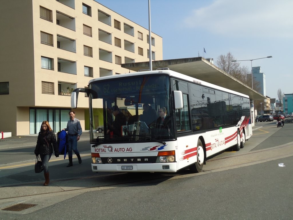 ARAG Ruswil - Nr. 12/LU 15'727 - Setra am 11. Mrz 2011 beim Bahnhof Sursee